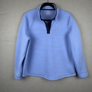 Vineyard Vines Womens 1/4 Snap Quilted Placket Pullover Sweater‎ Sz L *read